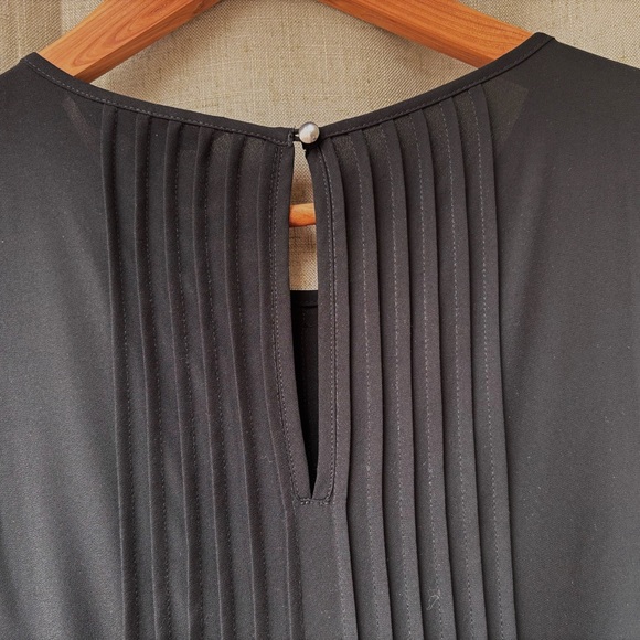 Banana Republic Blouse, Black, Small | Pintucks and Ruffle | Button Neck/Cuffs - Picture 4 of 5